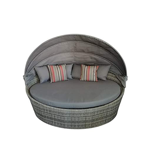 Home Islands Taipeh Sonneninsel Loungeinsel Polyrattan Daybed Loungebett Gartenmuschel rund mit Sonnendach - 4