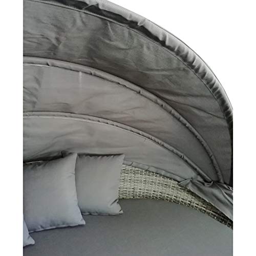 Home Islands Taipeh Sonneninsel Loungeinsel Polyrattan Daybed Loungebett Gartenmuschel rund mit Sonnendach - 5
