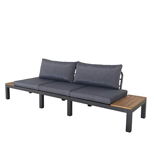 Chicreat Three-Seat Convertible Sofa with FSC Acacia Side Table, 270 x 78 x 86cm