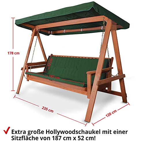 Hecht Hollywoodschaukel Bahara Lux Garten-Schaukel Meranti-Holz 4-sitzer (ca. 235 x 120 x 178 cm (BxTxH)) - 2