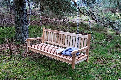 SAM 3-Sitzer Gartenschaukel Susana, hängende Bank 150 cm, Teakholz massiv, Schaukelbank für den Garten + Terrasse, pflegeleichtes Unikat, Hängeschaukel/Holzschaukel - 4