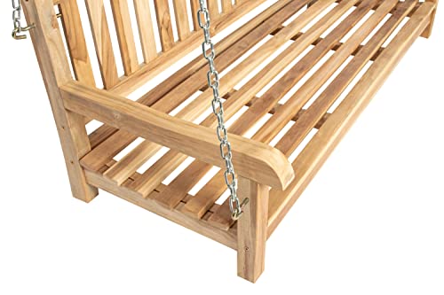 SAM 3-Sitzer Gartenschaukel Susana, hängende Bank 150 cm, Teakholz massiv, Schaukelbank für den Garten + Terrasse, pflegeleichtes Unikat, Hängeschaukel/Holzschaukel - 9
