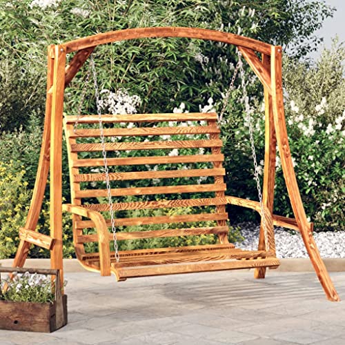 vidaXL Bugholz Hollywoodschaukel Gartenschaukel Hängeschaukel Schaukelbank Gartenmöbel Gartenbank Schaukel Teak-Finish Massivholz 91x130x58cm - 2