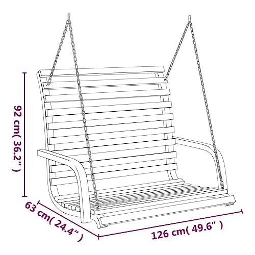 vidaXL Bugholz Hollywoodschaukel Gartenschaukel Hängeschaukel Schaukelbank Gartenmöbel Gartenbank Schaukel Teak-Finish Massivholz 91x130x58cm - 6