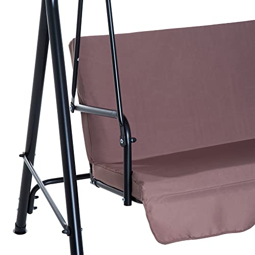 Outsunny Hollywoodschaukel Gartenschaukel Schaukelbank 3-Sitzer mit Dach Stahl Braun 172 x 110 x 153 cm - 8