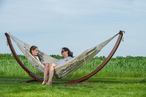 Vivere C8SPCT-00 Doppelhängematte aus Baumwolle mit stabilem Bogengestell aus Massivkiefernholz – Natural - 5