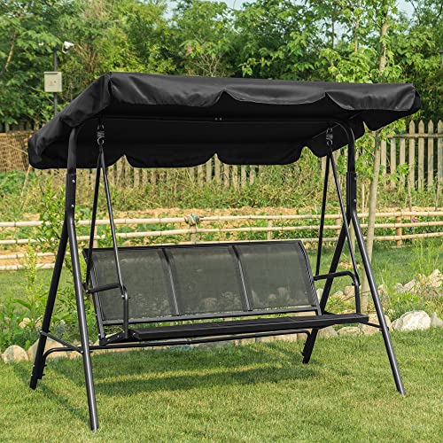 MCombo 3-Sitzer Hollywoodschaukel Gartenschaukel Gartenliege Schaukelbank 8007 (Schwarz) - 2