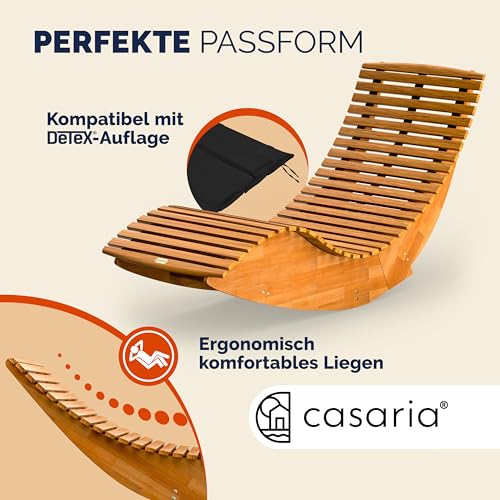 Schwungliege FSC®-zertifiziertes Akazienholz Ergonomisch Wippfunktion Gartenliege Sonnenliege Relaxliege Saunaliege - 5