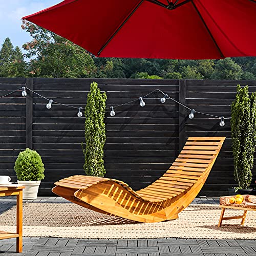 Schwungliege FSC®-zertifiziertes Akazienholz Ergonomisch Wippfunktion Gartenliege Sonnenliege Relaxliege Saunaliege - 9