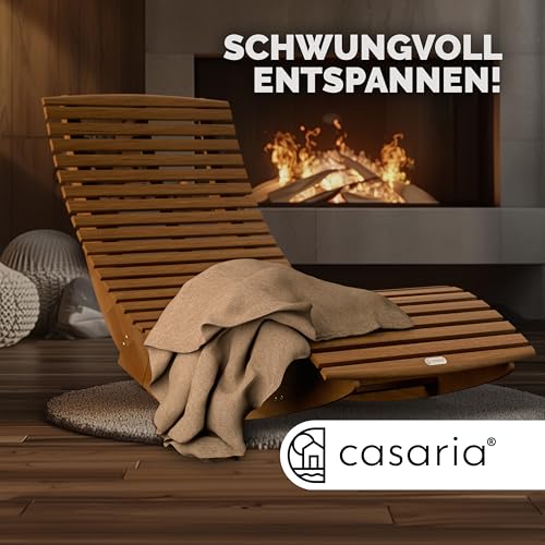 Schwungliege FSC®-zertifiziertes Akazienholz Ergonomisch Wippfunktion Gartenliege Sonnenliege Relaxliege Saunaliege - 9