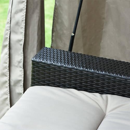 Home Deluxe – Sonnenliege Pavillon Provence – Schwebendes Rattanbett inkl. schließbare Vorhänge | Hollywoodschaukel, Doppel-Gartenliege, Lounge-Pavillon - 9