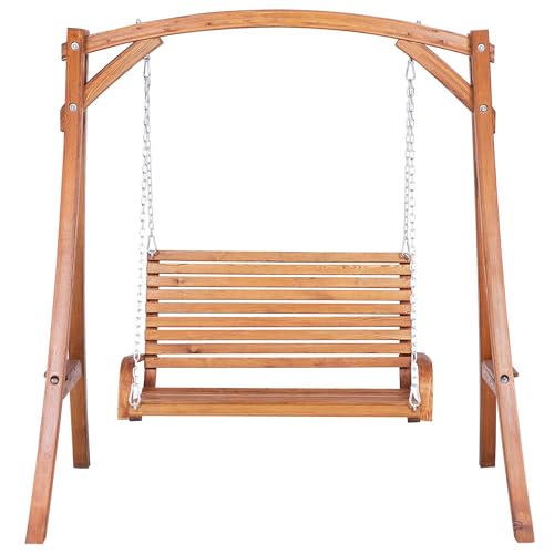 Beliani Gartenschaukel Lärchenholz Dunkelbraun Novara - 6