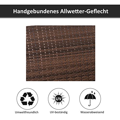 Outsunny Hängebank 2-Sitzer Rattan Gartenschaukel mit Sitzkissen Hängeschaukel Hollywoodschaukel Schaukelbank Gartenbank Braun 127 x 57,5 x 60 cm - 4