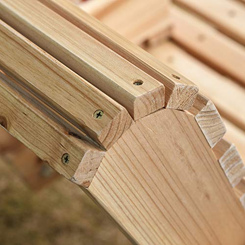 Outsunny Hängebank Gartenschaukel Schaukelbank mit faltbarem Couchtisch für 2-3 Personen Tannenholz Patio Terrasse Hinterhof komfortable 150 x 75 x 53 cm Natur - 8