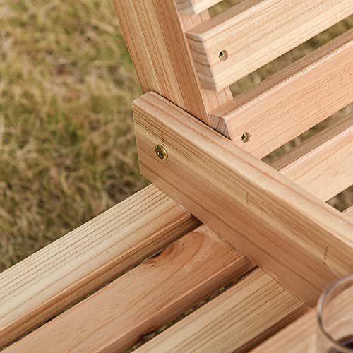 Outsunny Hängebank Gartenschaukel Schaukelbank mit faltbarem Couchtisch für 2-3 Personen Tannenholz Patio Terrasse Hinterhof komfortable 150 x 75 x 53 cm Natur - 9