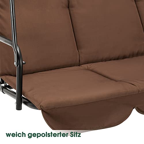 M MCombo 3-Sitzer Hollywoodschaukel Gartenschaukel Gartenliege Schaukelbank 8003 (Braun) - 5