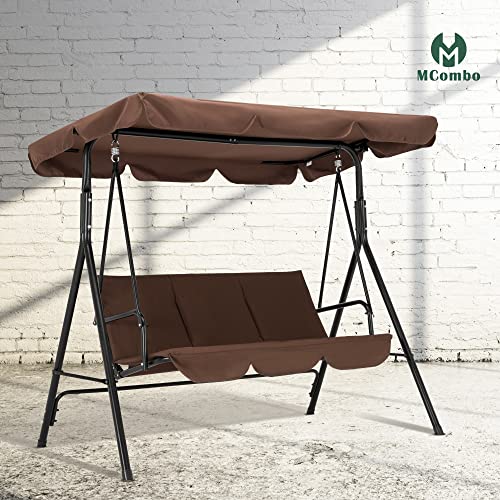 M MCombo 3-Sitzer Hollywoodschaukel Gartenschaukel Gartenliege Schaukelbank 8003 (Braun) - 7