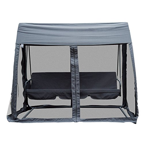 Outsunny Hollywoodschaukel Schaukelbank Gartenliege 3-Sitzer mit Seitenwänden Grau 240x140x197cm - 5