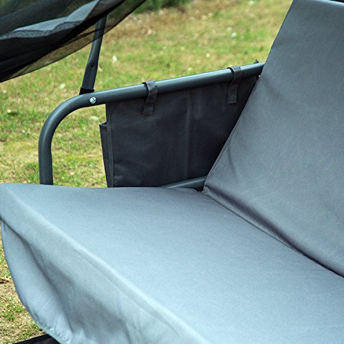 Outsunny Hollywoodschaukel Schaukelbank Gartenliege 3-Sitzer mit Seitenwänden Grau 240x140x197cm - 3