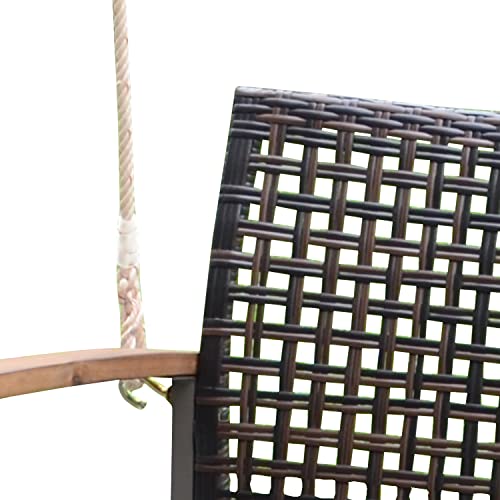 H4L Hängebank Braun 114cm Schaukel 2-Sitzer Bank Gartenbank Polyrattan inkl. Seil Baumschaukel - 2