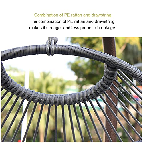 Hängesessel Outdoor Polyrattan mit Kissen , Hängesessel Outdoor & Indoor (Für Erwachsene & Kinder) Faltbarer Hängestuhl Belastbar bis 150 kg,Rahmenlos - 4