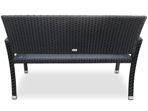 Casaria Gartenbank Poly Rattan 2-Sitzer UV-beständig wetterfest Parkbank Bank Sitzbank 122 cm höhenverstellbar Schwarz - 6
