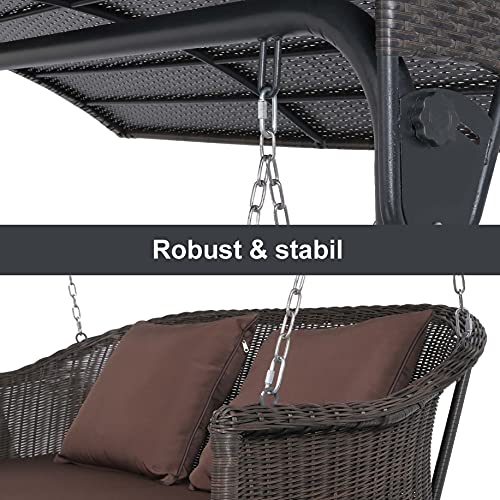 wuuhoo® Hollywoodschaukel Elizabeth 2 - Sitzer mit Sitzauflage - Gartenschaukel aus Polyrattan und verstellbarem Dach, wetterfeste Gartenmöbel - 4