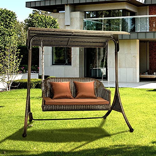 wuuhoo® Hollywoodschaukel Elizabeth 2 - Sitzer mit Sitzauflage - Gartenschaukel aus Polyrattan und verstellbarem Dach, wetterfeste Gartenmöbel - 2