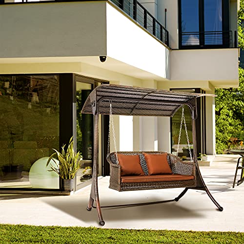 wuuhoo® Hollywoodschaukel Elizabeth 2 - Sitzer mit Sitzauflage - Gartenschaukel aus Polyrattan und verstellbarem Dach, wetterfeste Gartenmöbel - 5