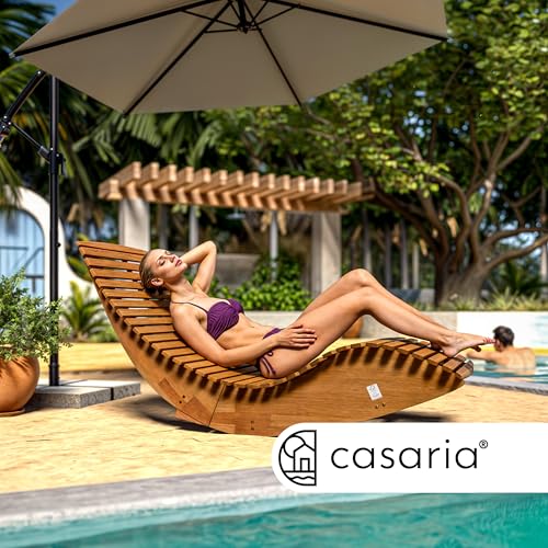 Casaria 2X Schwungliege FSC®-zertifiziertes Akazienholz Ergonomisch Wippfunktion Gartenliege Sonnenliege Relaxliege Saunaliege - 7