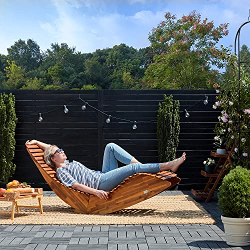Casaria 2X Schwungliege FSC®-zertifiziertes Akazienholz Ergonomisch Wippfunktion Gartenliege Sonnenliege Relaxliege Saunaliege - 7