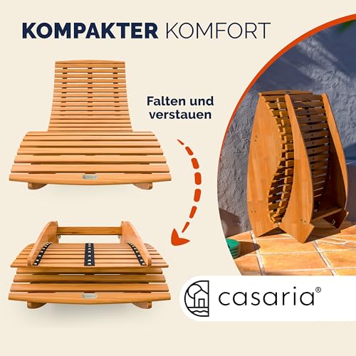 Casaria 2X Schwungliege FSC®-zertifiziertes Akazienholz Ergonomisch Wippfunktion Gartenliege Sonnenliege Relaxliege Saunaliege - 8