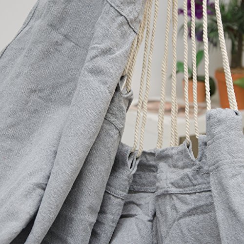 AMANKA XXL Hängesessel 185x130cm Hängestuhl 2 Personen Hängesitz bis 150 kg Baumwolle Hängematte inkl. 360° Swivel Hängeschaukel Lilac Grau - 3