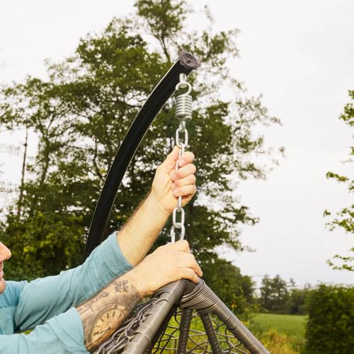Home Deluxe – Hängesessel Cielo – Grau, Höhe 200 cm – inkl. Gestell, Sitz- und Rückenkissen I Polyrattan Hängestuhl Gartenschaukel Hängekorb - 6