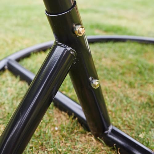 Home Deluxe – Hängesessel Cielo – Grau, Höhe 200 cm – inkl. Gestell, Sitz- und Rückenkissen I Polyrattan Hängestuhl Gartenschaukel Hängekorb - 8
