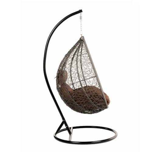 Home Deluxe – Hängesessel Cielo – Grau, Höhe 200 cm – inkl. Gestell, Sitz- und Rückenkissen I Polyrattan Hängestuhl Gartenschaukel Hängekorb - 9