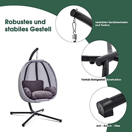 MCombo Hängesessel Hängestuhl Schaukel Korb inkl. Gestell Hängekorb Kissen 8072 - 3