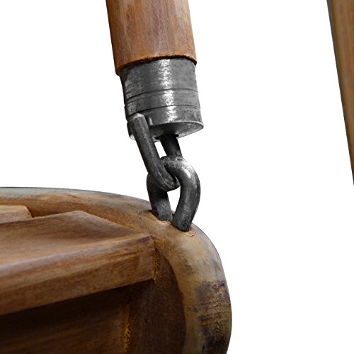 Divero Hollywoodschaukel 3-Sitzer Gartenschaukel Schaukel-Bank aus massivem Teak-Holz 200 cm breit mit Armlehne und Sonnenschutz-Dach - 3