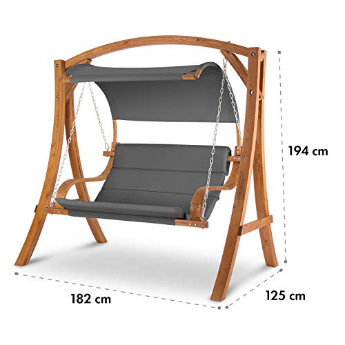 blumfeldt Maui Hollywoodschaukel Gartenschaukel - Sitzfläche: 110 cm , 2-Sitzer , inkl. Sonnensegel , Material: Massivholz & Polyester , Edelstahl-Ketten , verzinkte, rostfreie Schrauben, Taupe - 9