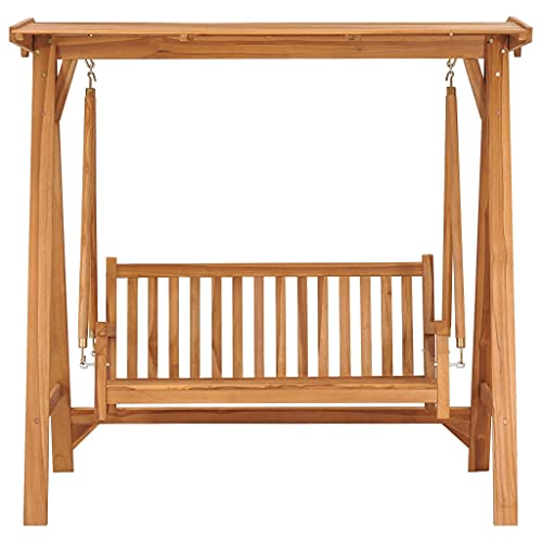 vidaXL Teak Massiv Hollywoodschaukel mit Roter Auflage Gartenschaukel Bank Hängeschaukel Schaukelbank Gartenbank Schaukel Gartenmöbel 170cm - 6