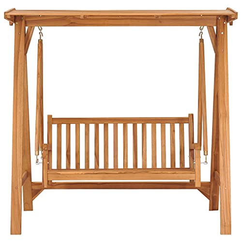 vidaXL Teak Massiv Hollywoodschaukel mit Roter Auflage Gartenschaukel Bank Hängeschaukel Schaukelbank Gartenbank Schaukel Gartenmöbel 170cm - 8