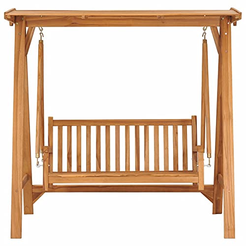 Tidyard Hollywoodschaukel mit Creme Auflage & einstellbarem Dachwinkel Gartenschaukel Schaukelbank Hängeschaukel Gartenbank Bank Schwingliege Gartenliege Gartenmöbel Balkonmöbel 170 cm Massivholz Teak - 3