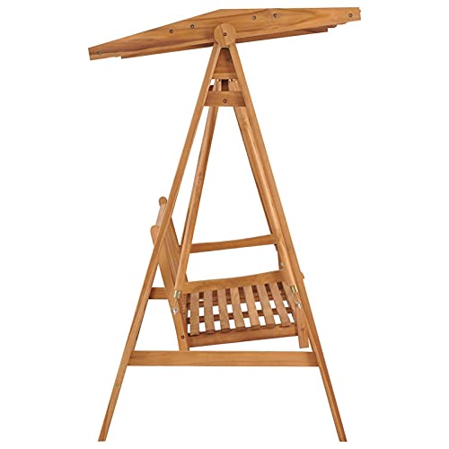 Tidyard Hollywoodschaukel mit Creme Auflage & einstellbarem Dachwinkel Gartenschaukel Schaukelbank Hängeschaukel Gartenbank Bank Schwingliege Gartenliege Gartenmöbel Balkonmöbel 170 cm Massivholz Teak - 4