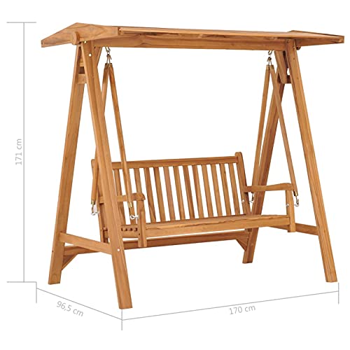 Tidyard Hollywoodschaukel mit Creme Auflage & einstellbarem Dachwinkel Gartenschaukel Schaukelbank Hängeschaukel Gartenbank Bank Schwingliege Gartenliege Gartenmöbel Balkonmöbel 170 cm Massivholz Teak - 9