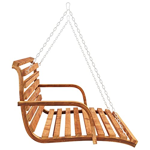 Gartenschaukel, Hollywoodschaukel für den Außenbereich, für 2 Personen aus Massivholz, Teak-Finish, 91 x 130 x 58 cm (L x B x H) - 5