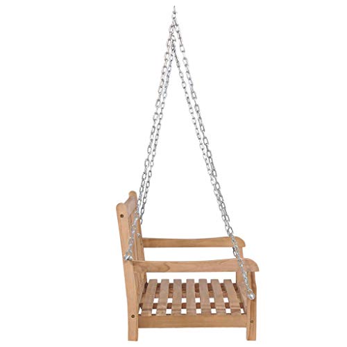 Festnight 2-Sitzer Schaukelbank Hollywoodschaukel Bank | Holzbank Teak Massivholz | H?ngende Gartenbank Sitzbank Gartenschaukel Schaukel 120 x 60 x 57,5 cm Braun - 3