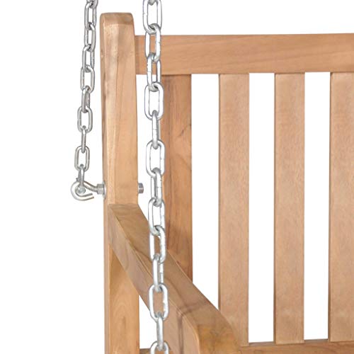 Festnight 2-Sitzer Schaukelbank Hollywoodschaukel Bank | Holzbank Teak Massivholz | H?ngende Gartenbank Sitzbank Gartenschaukel Schaukel 120 x 60 x 57,5 cm Braun - 5