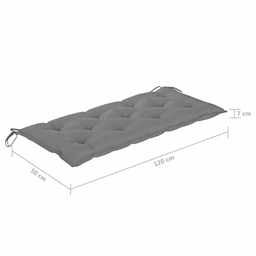 Tidyard Hollywoodschaukel mit Grauer Auflage Gartenschaukel Bank Hängeschaukel Schaukelbank Hängebank Gartenmöbel Terrsseschaukel Bank 120 x 60 x 57,5 cm Massivholz Teak - 8