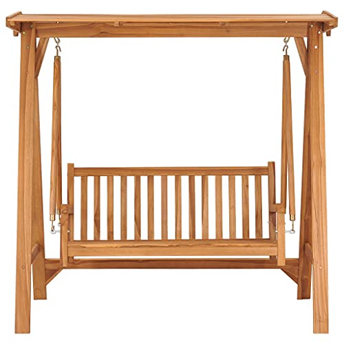 Famehours Hollywoodschaukel mit Roter Auflage 170 cm Massivholz Teak - 3