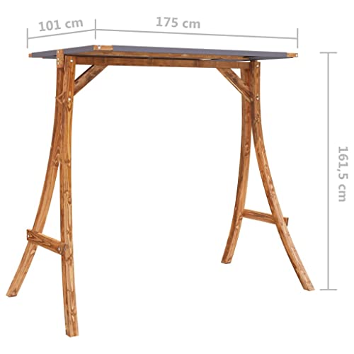 vidaXL Bugholz Schaukelgestell mit Anthrazit Dach Holzgestell Gestell Rahmen für Hollywoodschaukel Gartenschaukel Schaukelbank Teak-Finish - 7
